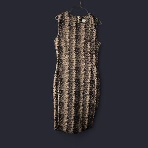 Calvin Klein Black and Cream Patterned Midi Dress
